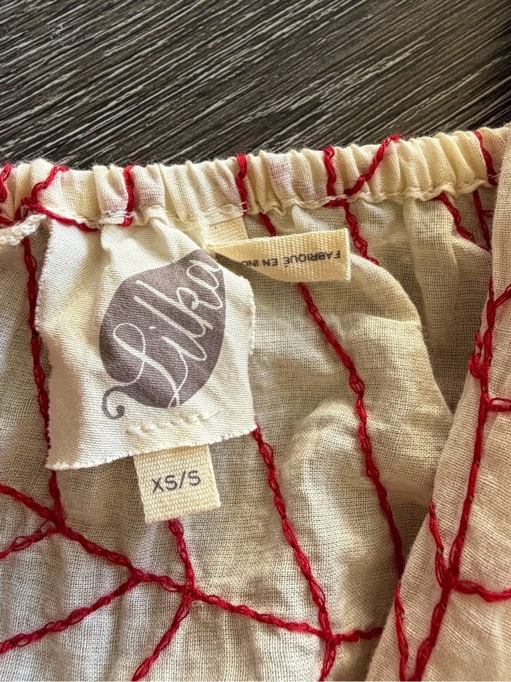 Anthropologie Cream Maxi Dress with Red Leaf Print - Picture 7 of 11